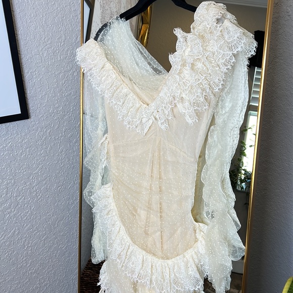House of CB ‘Sorrel’ Ivory Lace Frill Tulle Asymmetric Minidress NWT - Picture 15 of 15